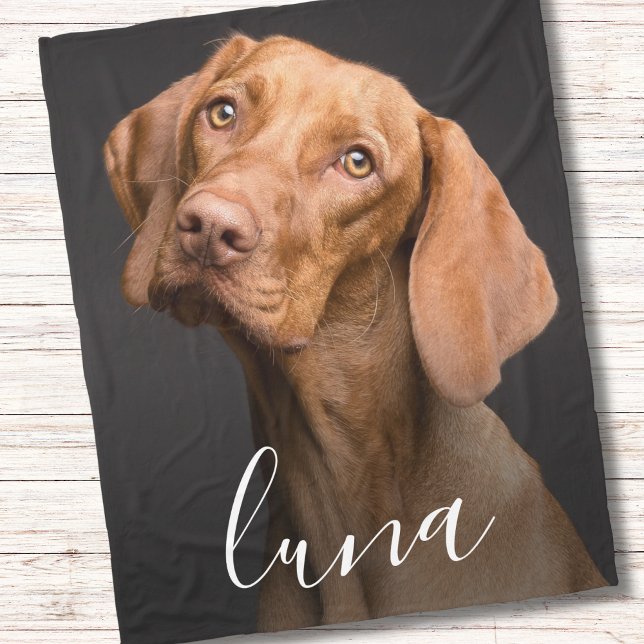 Custom Photo Personalized Pet Name Fleece Blanket (Pet Dog Photo Blanket)