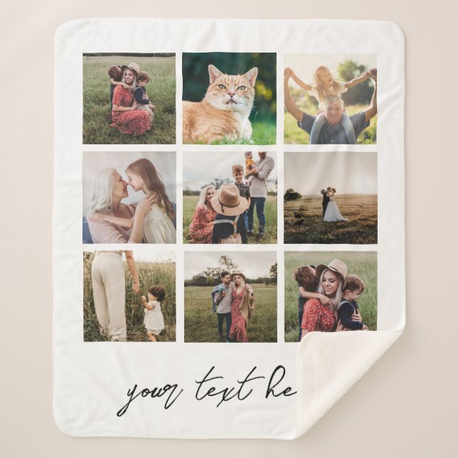 Custom Photo Personalized Picture Collage Sherpa Blanket (Front)