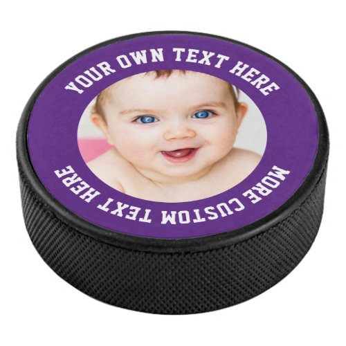 Custom Photo Personalized Purple Hockey Puck