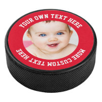 Custom Photo Personalized Red Hockey Puck Custom Photo Personalized Red Hockey Puck