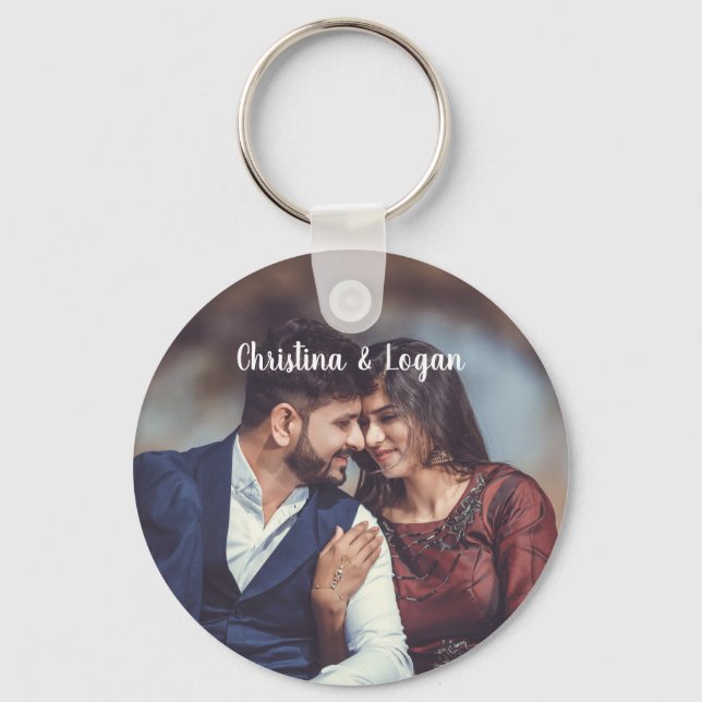 Custom Photo Personalized Round Keychain (Front)