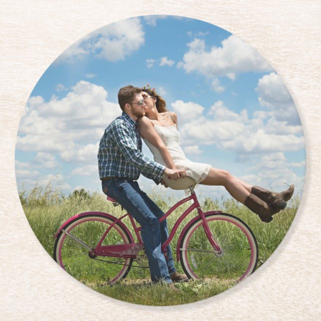 Custom Photo Personalized Round Paper Coaster (Front)