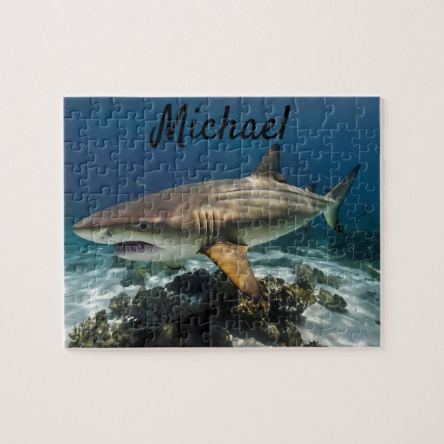 Custom Photo Personalized shark fish Personalized  Jigsaw Puzzle (Horizontal)