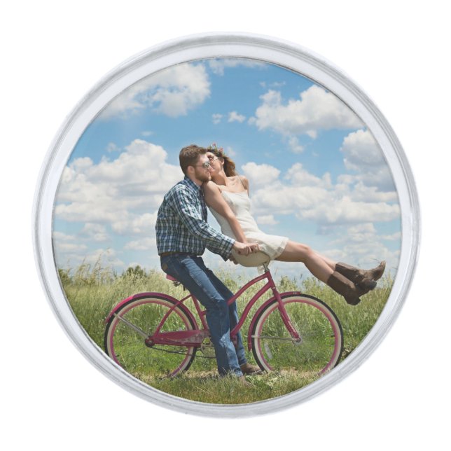 Custom Photo Personalized   Silver Finish Lapel Pin (Front)