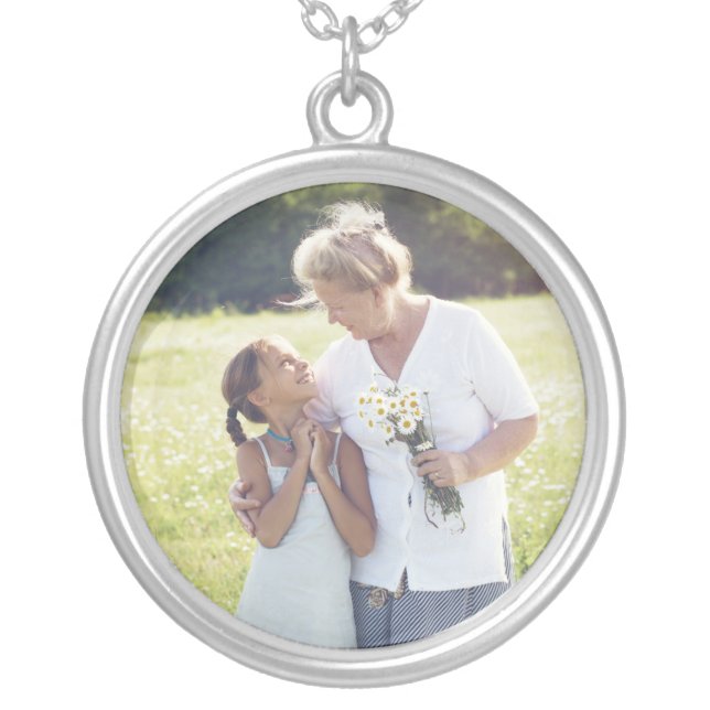 Custom Photo Personalized Silver Plated Necklace (Front)