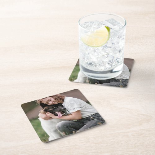 Custom Photo Personalized   Square Paper Coaster