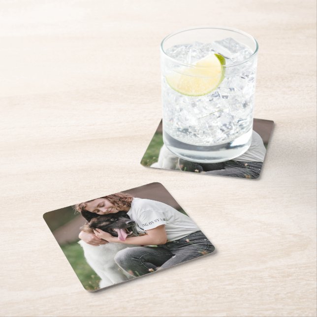 Custom Photo Personalized   Square Paper Coaster (Insitu)