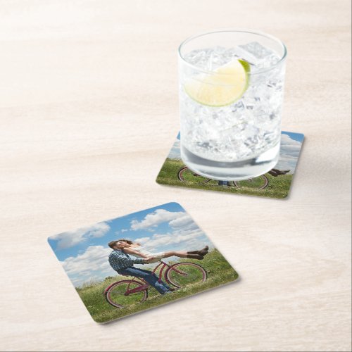 Custom Photo Personalized  Square Paper Coaster