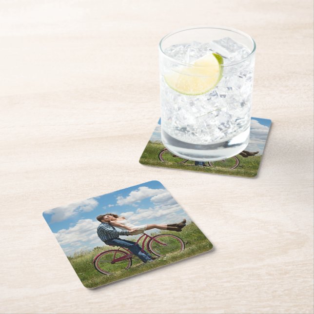 Custom Photo Personalized  Square Paper Coaster (Insitu)
