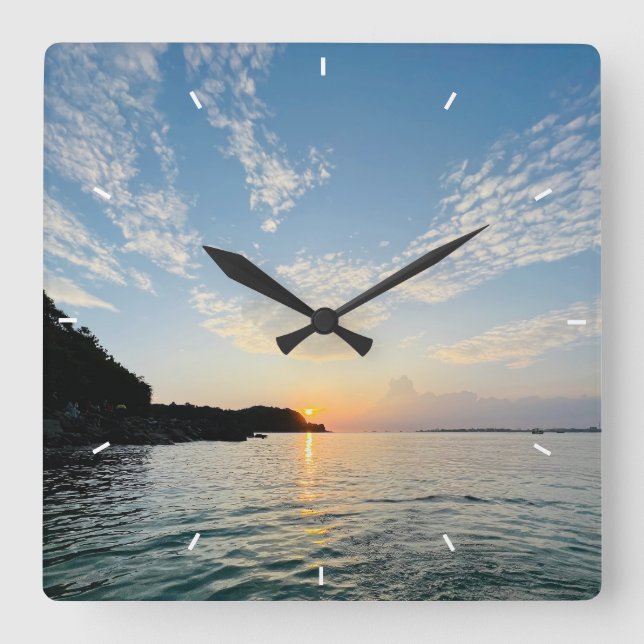 Custom Photo Personalized Square Wall Clock (Front)