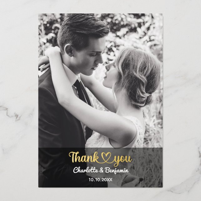 Custom Photo Personalized Stylish Romantic Wedding Foil Invitation (Front)