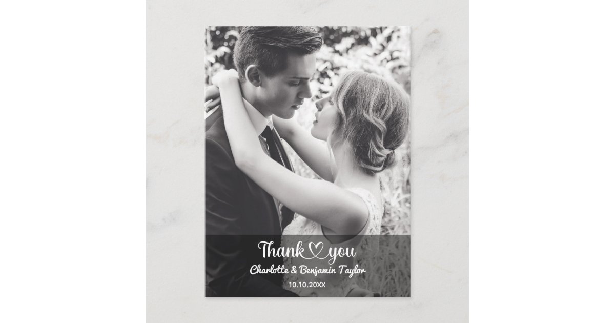 Postable Custom Photo Personalized Stylish Romantic Wedding Postcard | Zazzle