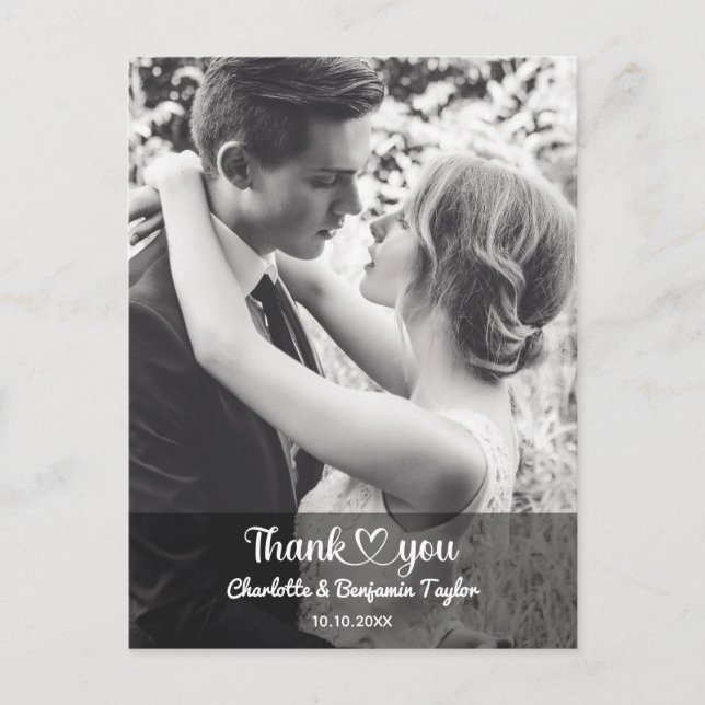 Custom Photo Personalized Stylish Romantic Wedding Postcard (Front)