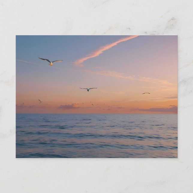 Custom Photo Personalized Sunset Beach Waves Holiday Postcard (Front)