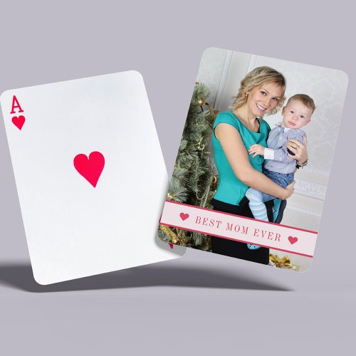 Custom photo personalized text family modern playing cards