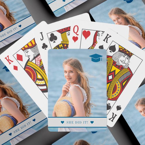 Custom photo personalized text graduation playing cards