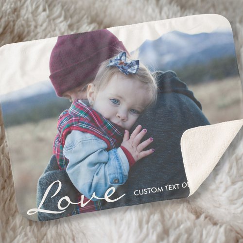 Custom Photo Personalized Text Modern Love Sherpa Blanket