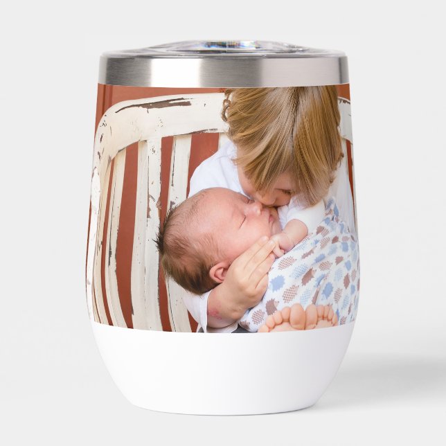 Custom Photo Personalized  Thermal Wine Tumbler (Front)