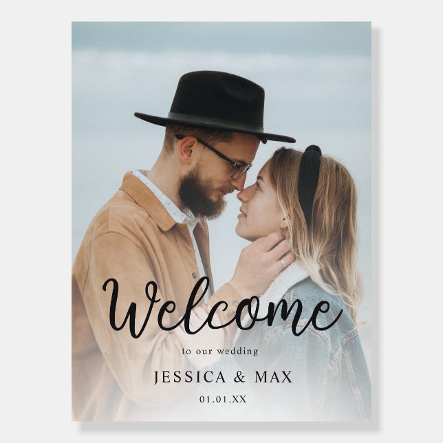Custom Photo Personalized Wedding Welcome Sign (Front)