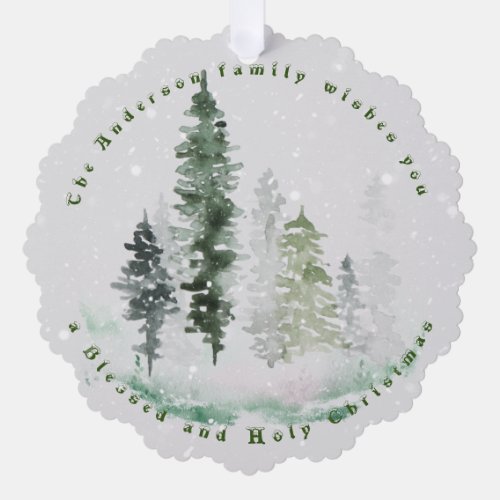 Custom Photo Personalized Winter Splendor Ornament Card