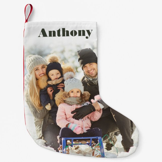 Custom Photo Personalized with Name Small Christmas Stocking (Front)