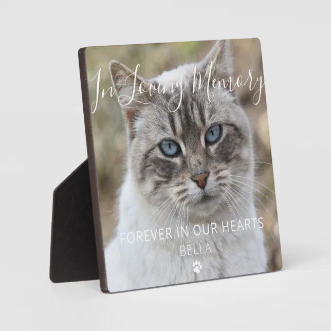 Custom Photo Pet Cat Memorial Keepsake Plaque | Zazzle
