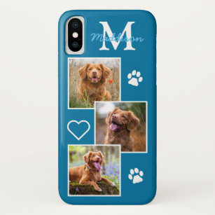 Custom Photo Pet Dog Cat Collage Monogram Photo iPhone XS Case