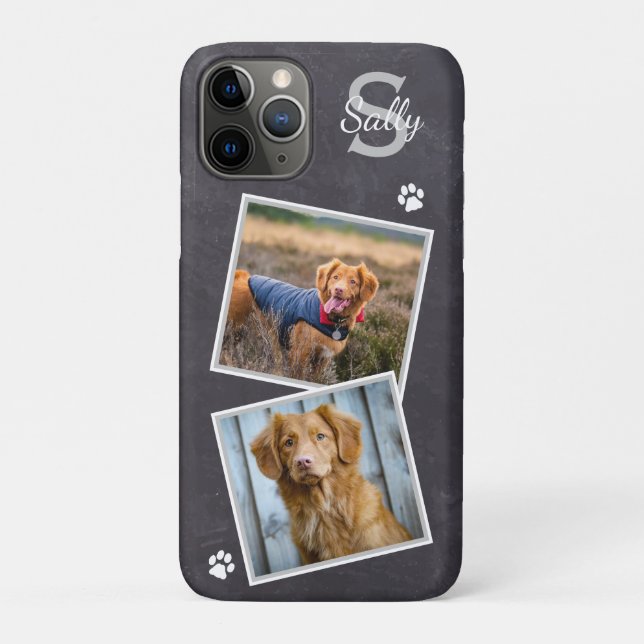 Custom Photo Pet Dog Cat Slate Marble Photo Case-Mate iPhone Case (Back)