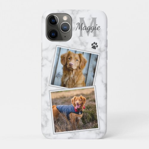 Custom Photo Pet Dog Cat Stylish Monogram Photo iPhone 11 Pro Case
