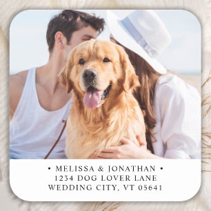 Custom Photo Pet Dog Return Address Square Sticker