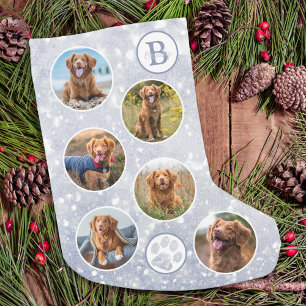 Custom Photo Pet Dog Silver Small Christmas Stocking