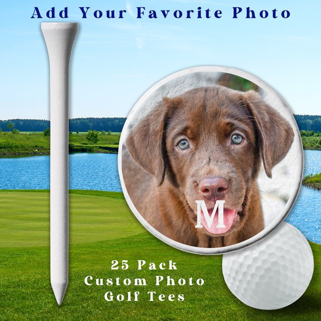 Custom Photo Pet Family Dog Personalized Monogram Golf Tees (Creator Uploaded)