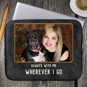 Custom Photo Pet Family Leather Laptop Sleeve