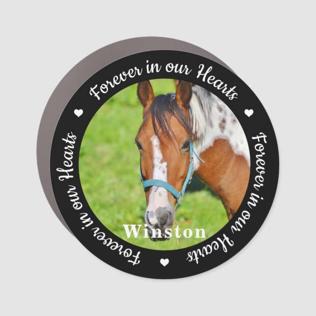 Custom Photo Pet Horse Memorial Fridge Car Magnet (Front)
