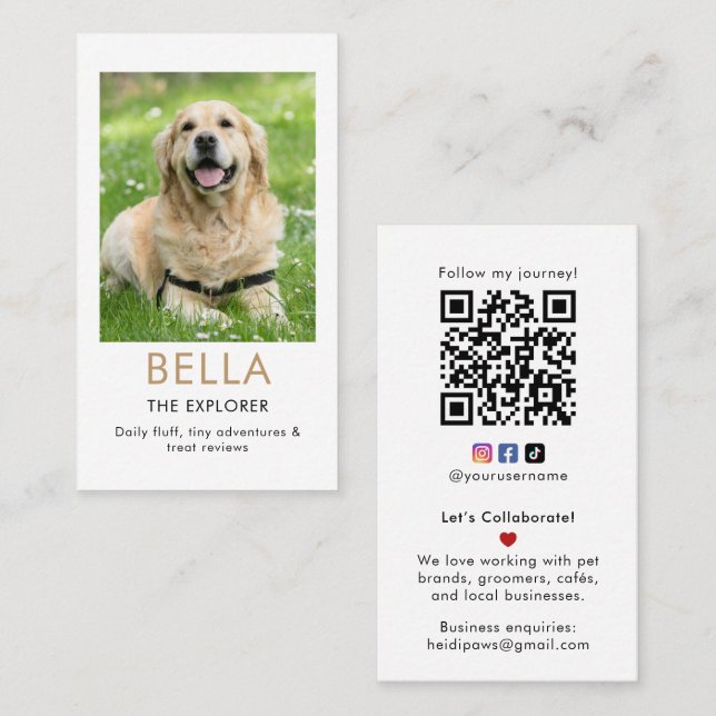 Custom Photo Pet Influencer Collab Business Card (Front/Back)
