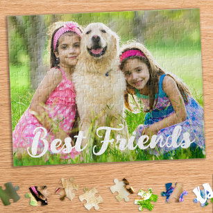Custom Photo Pet Kids Dog Best Friends Picture Jigsaw Puzzle
