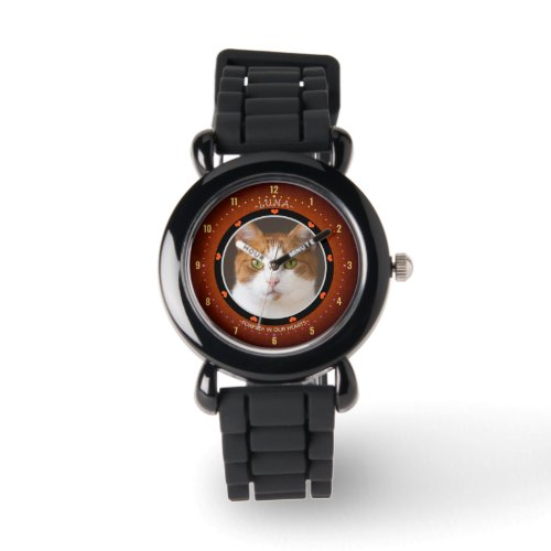 Custom Photo Pet Memorial, Cat Tribute Watch