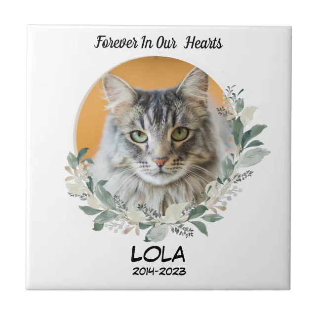 Custom Photo Pet Memorial Stone Loss of Cat Ceramic Tile | Zazzle