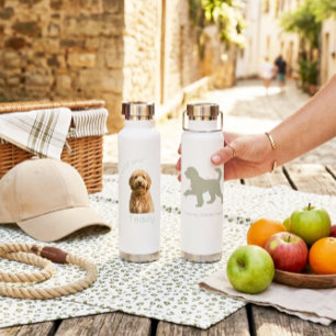 Custom Photo Pet Name Goldendoodle Dog Mom I Woof Water Bottle