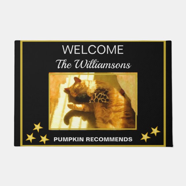 Custom Photo Pet Name Welcome     Doormat (Front)