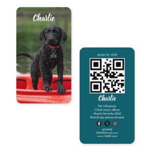 Custom Photo Pet Puppy Dog Social Media QR Code  Business Card