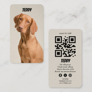 Custom Photo Pet Puppy Dog Social Media QR Code Business Card