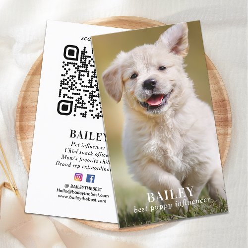 Custom Photo Pet Puppy Dog Social Media QR Code Business Card