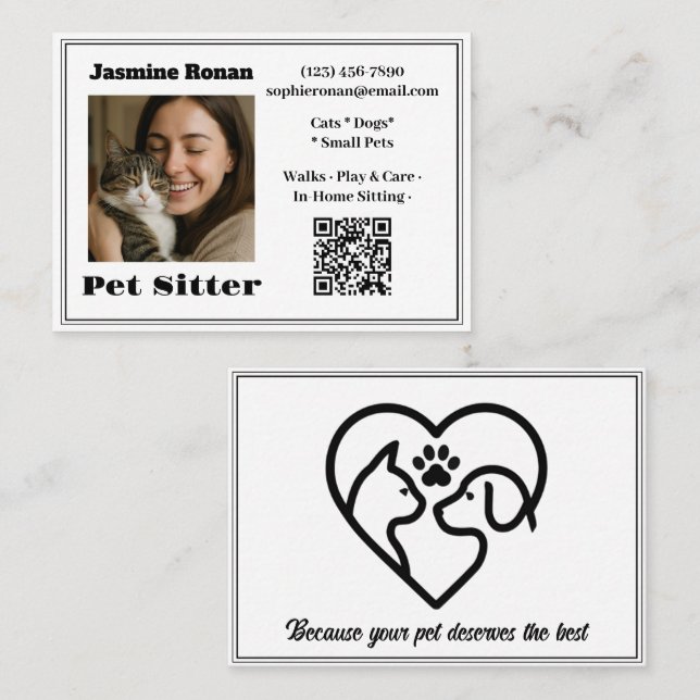 Custom Photo Pet Sitter Business Card  (Front/Back)