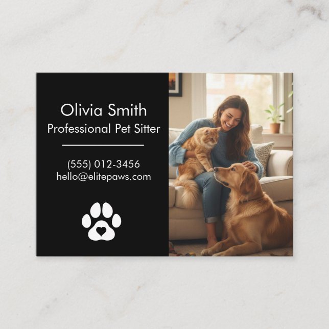 Custom Photo Pet Sitter Business Card  (Front)