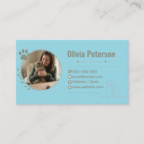 Custom Photo Pet Sitter Minimalist Business Card