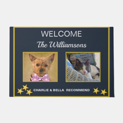 Custom Photo Pets Names Welcome   Doormat