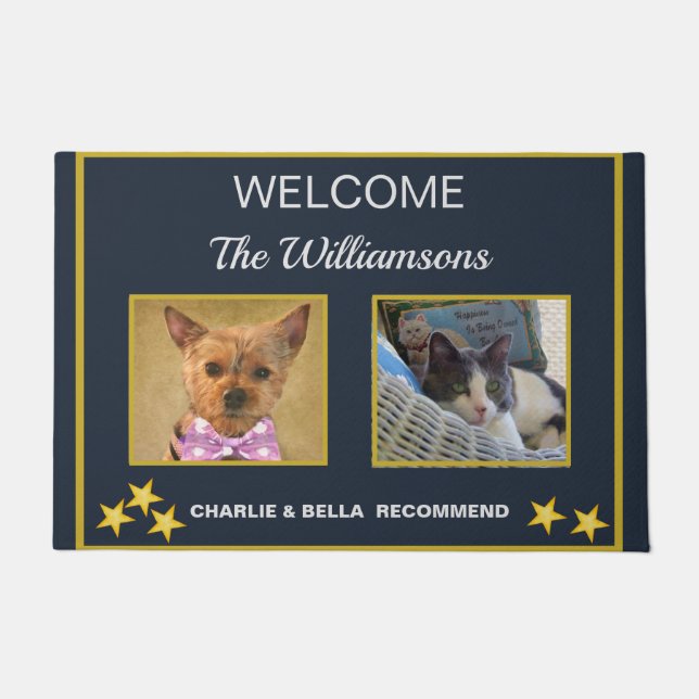 Custom Photo Pets Names Welcome   Doormat (Front)
