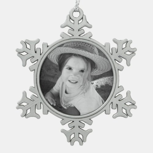 Custom Photo Pewter Snowflake Ornament Template