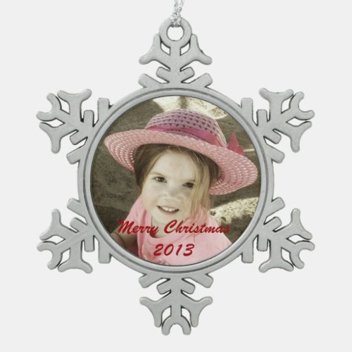 Custom Photo Pewter Snowflake Ornaments